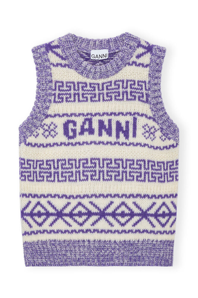 Purple Lambswool O-neck Vest, Simply Purple