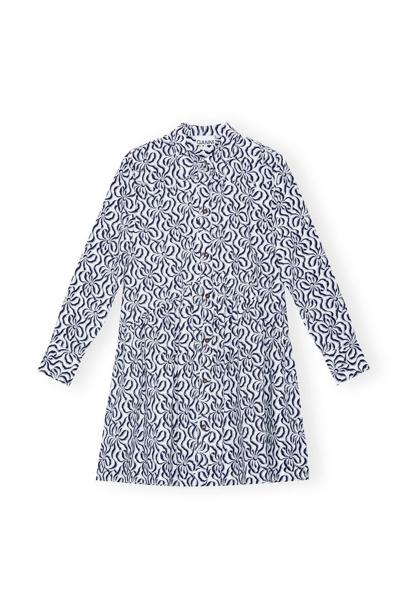 Printed Cotton Poplin Mini Shirt Kleid, Cotton, in colour Egret - 1 - GANNI