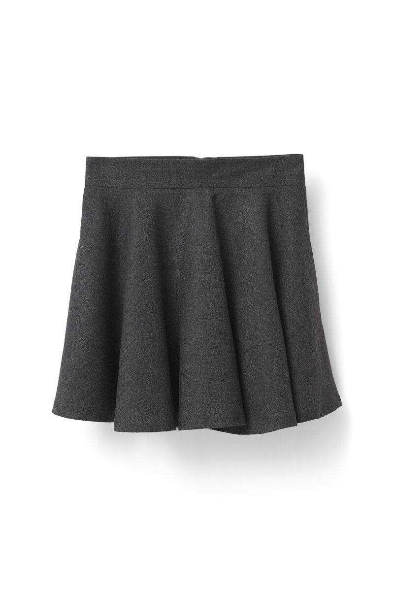 Prescott Wool Skirt, in colour Smoked Pearl Melange - 1 - GANNI