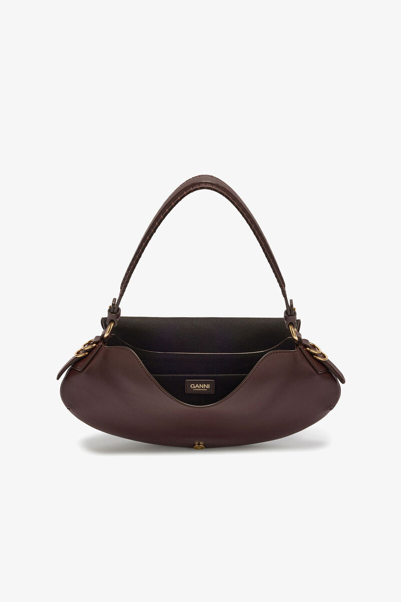 B-Kat Bag in Brown, Recycled Leather, in colour Chicory Coffee - 3 - GANNI