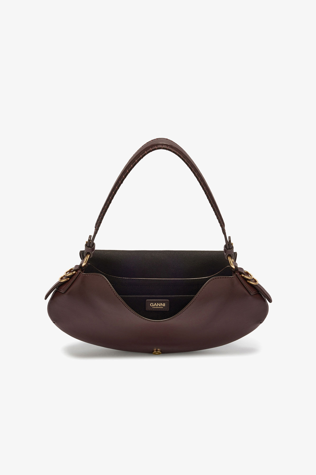 B-Kat Bag in Brown, Recycled Leather, in colour Chicory Coffee - 3 - GANNI