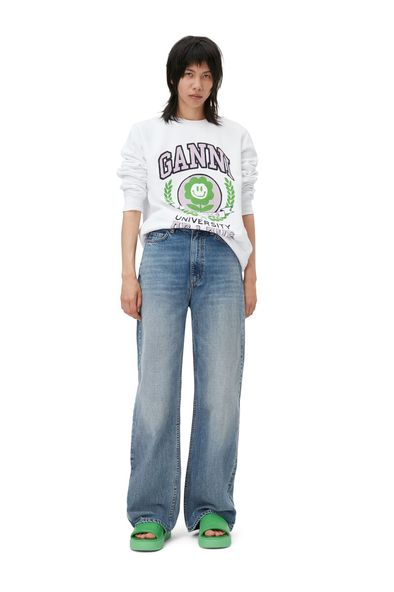 Flower University Of Love Sweatshirt, Organic Cotton, in colour Bright White - 1 - GANNI