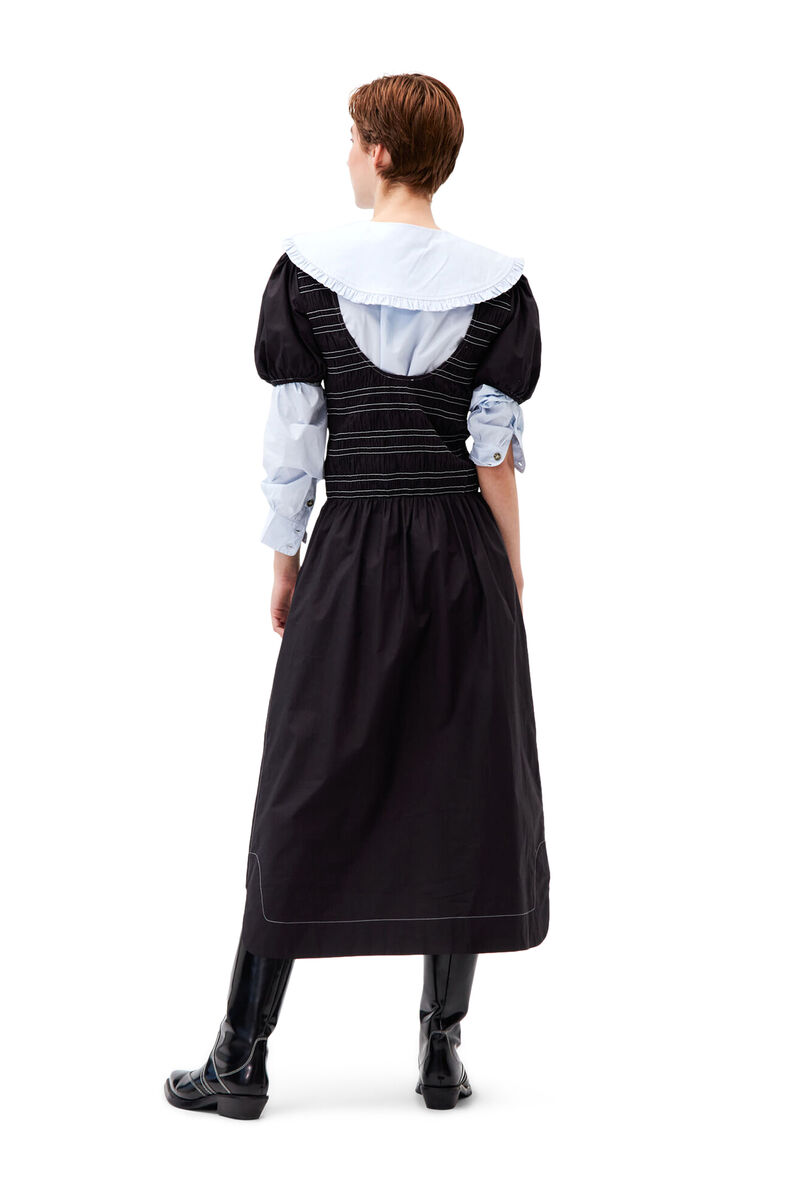 Cotton Poplin Dress, Cotton, in colour Black - 2 - GANNI