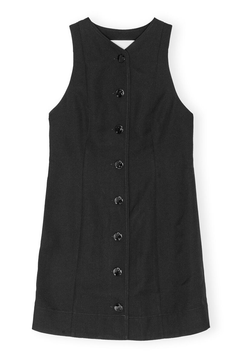 Black Light Twill Suiting miniklänning, Polyester, in colour Black - 1 - GANNI