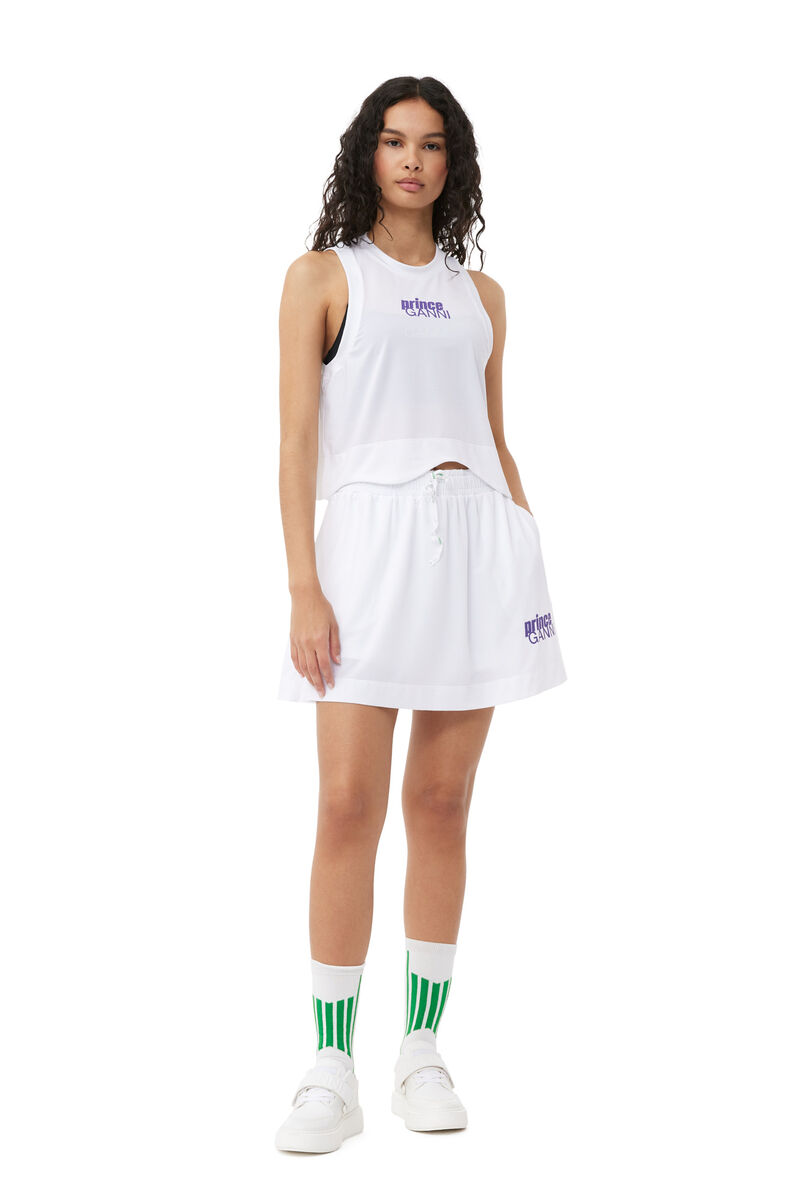 GANNI X Prince Active Mesh Mini Skirt, Elastane, in colour Bright White - 1 - GANNI