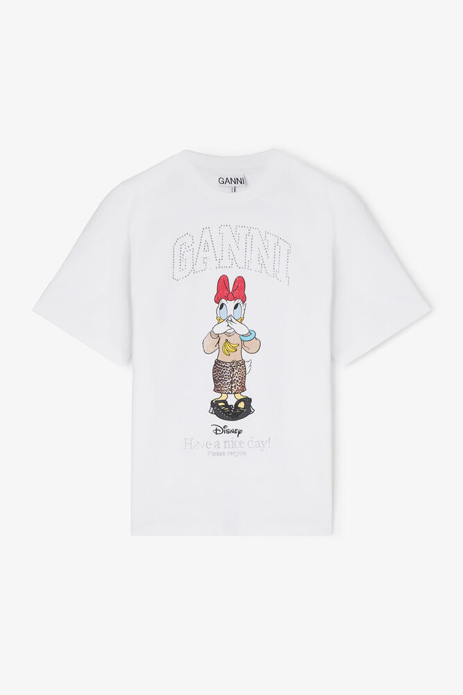 GANNI x Disney Andersine And hvid T-shirt med print, Bright White