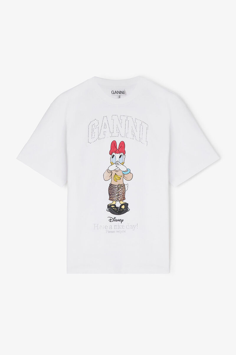 GANNI x Disney vit t-shirt med Kajsa Anka-tryck, in colour Bright White - 1 - GANNI