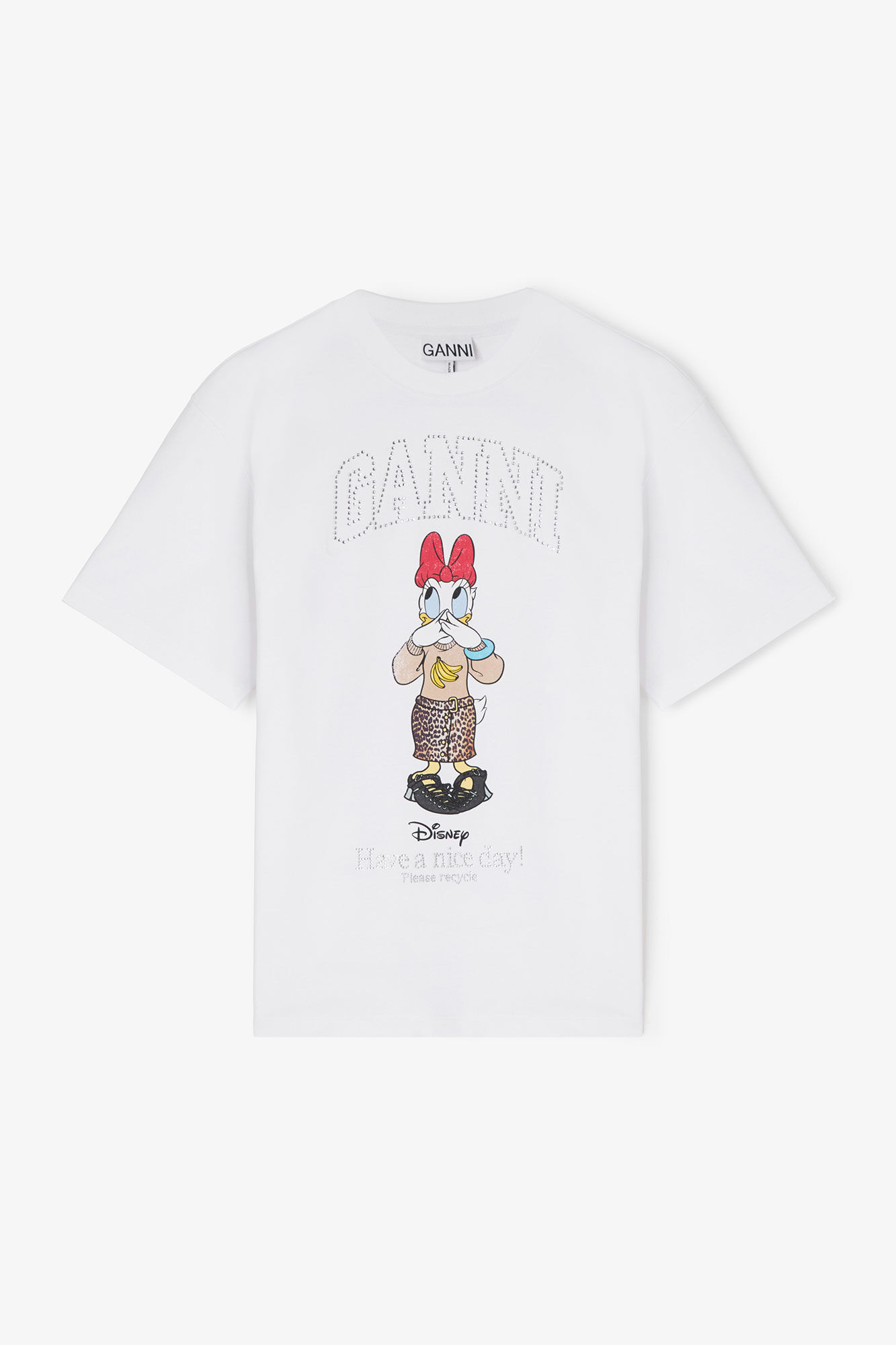 GANNI x Disney vit t-shirt med Kajsa Anka-tryck, in colour Bright White - 1 - GANNI