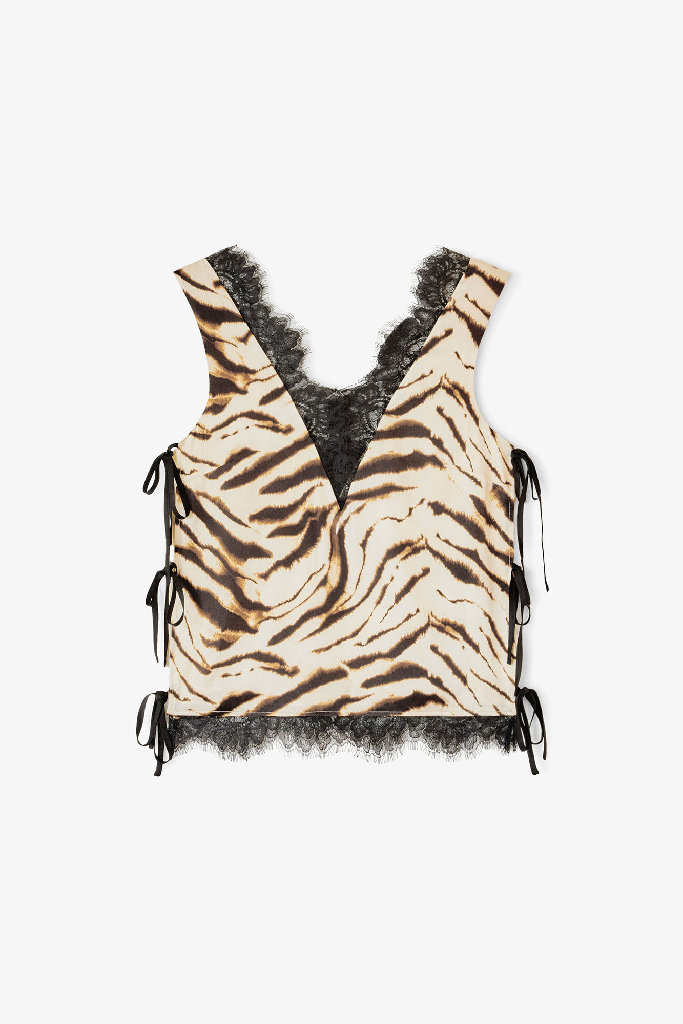 Top in Printed Satin, Viscose, in colour Egret - 1 - GANNI
