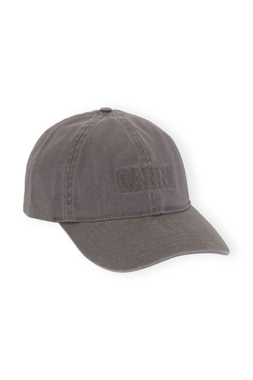 가니 GANNI Dark Grey Embroidered Logo Cap,Frost Gray