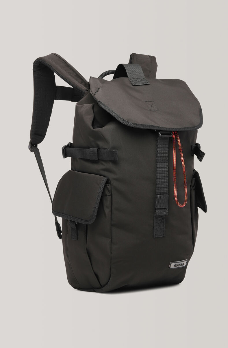 Tech Fabric Backpack, Tech, in colour Black - 1 - GANNI