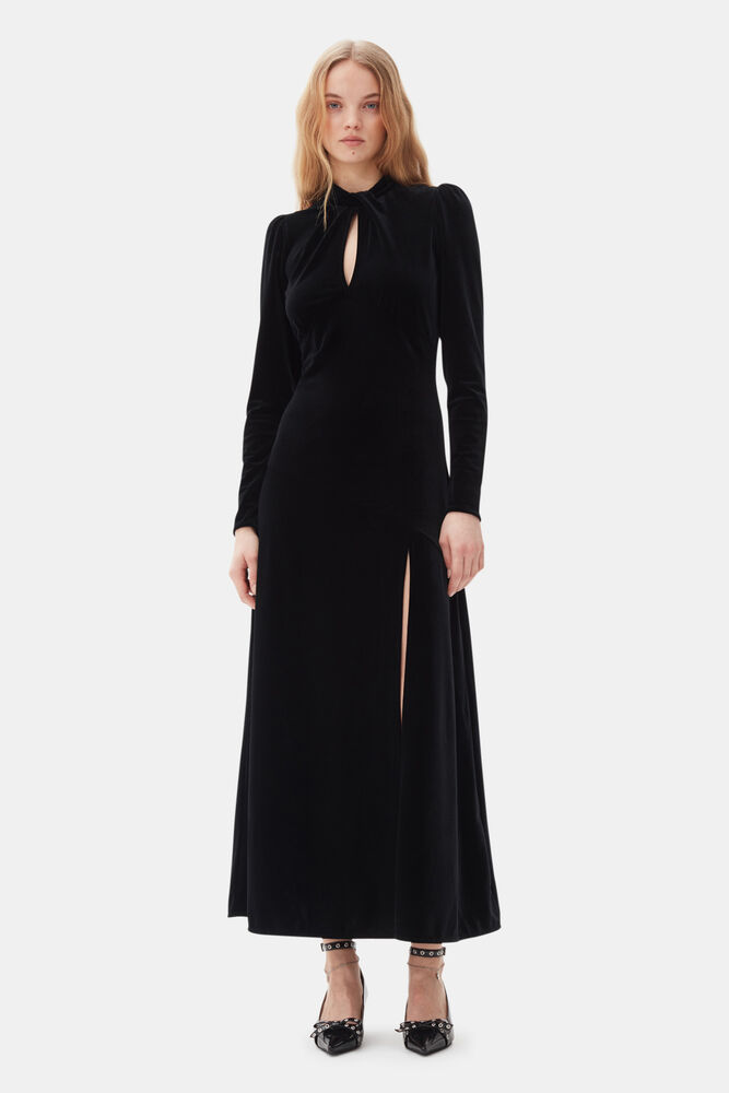 Black Velvet Long Dress, Black