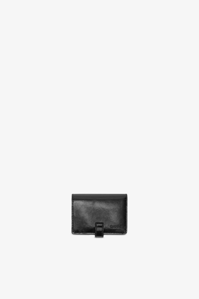 Sort og smal Sue kortholder, Recycled Leather, in colour Black - 2 - GANNI