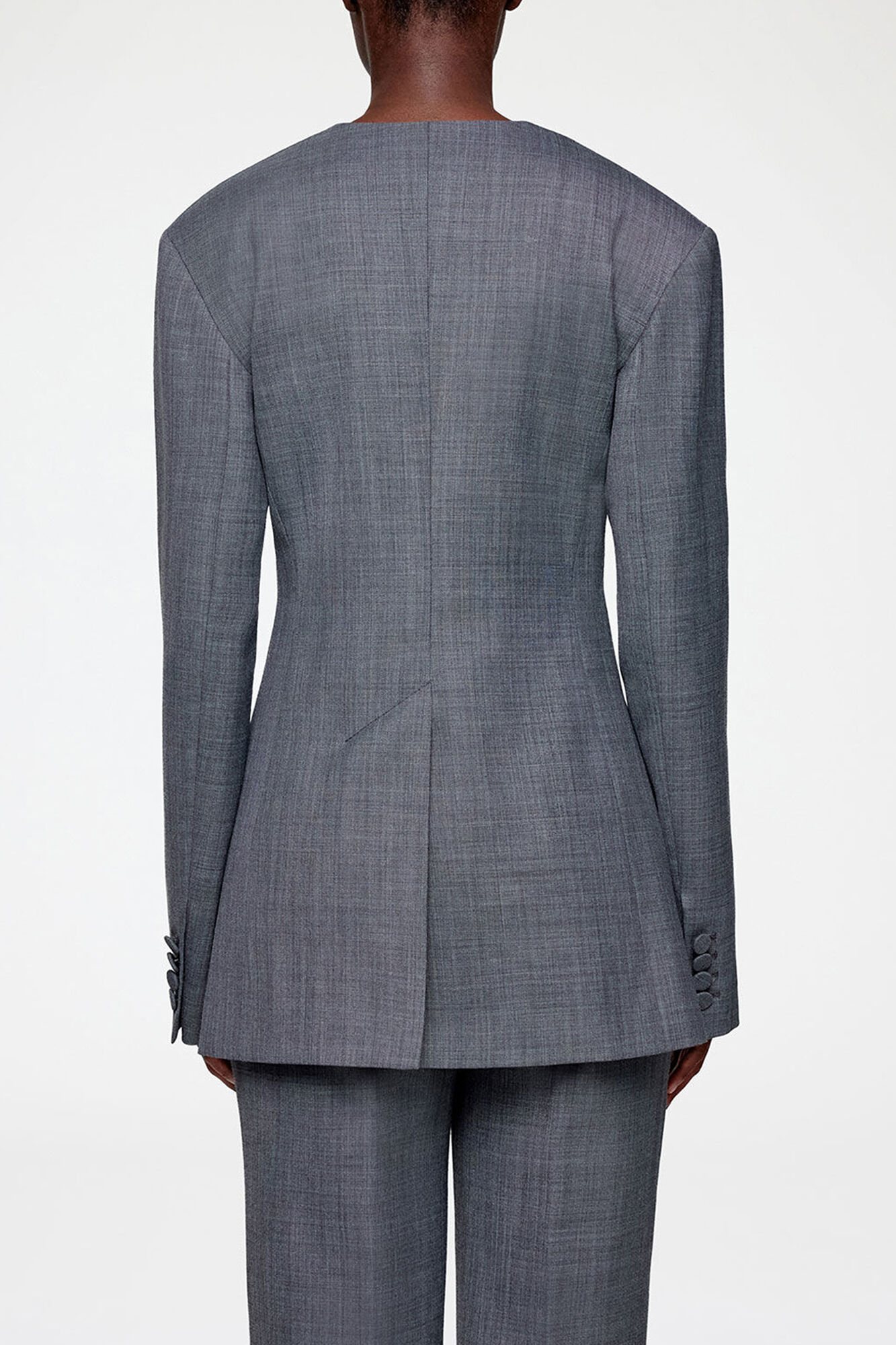 Blazer in Grey Wool Melange | GANNI