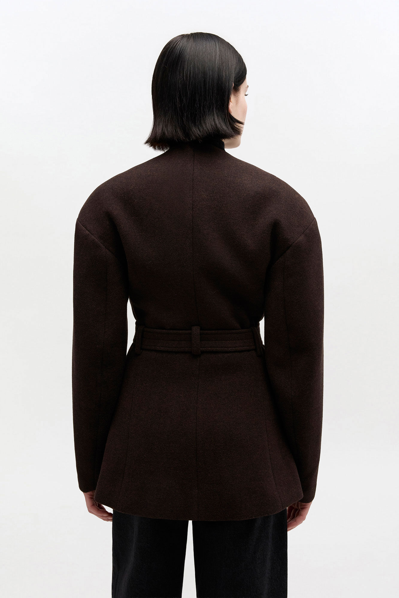 Brown Wool Jacket, in colour Demitasse - 3 - GANNI