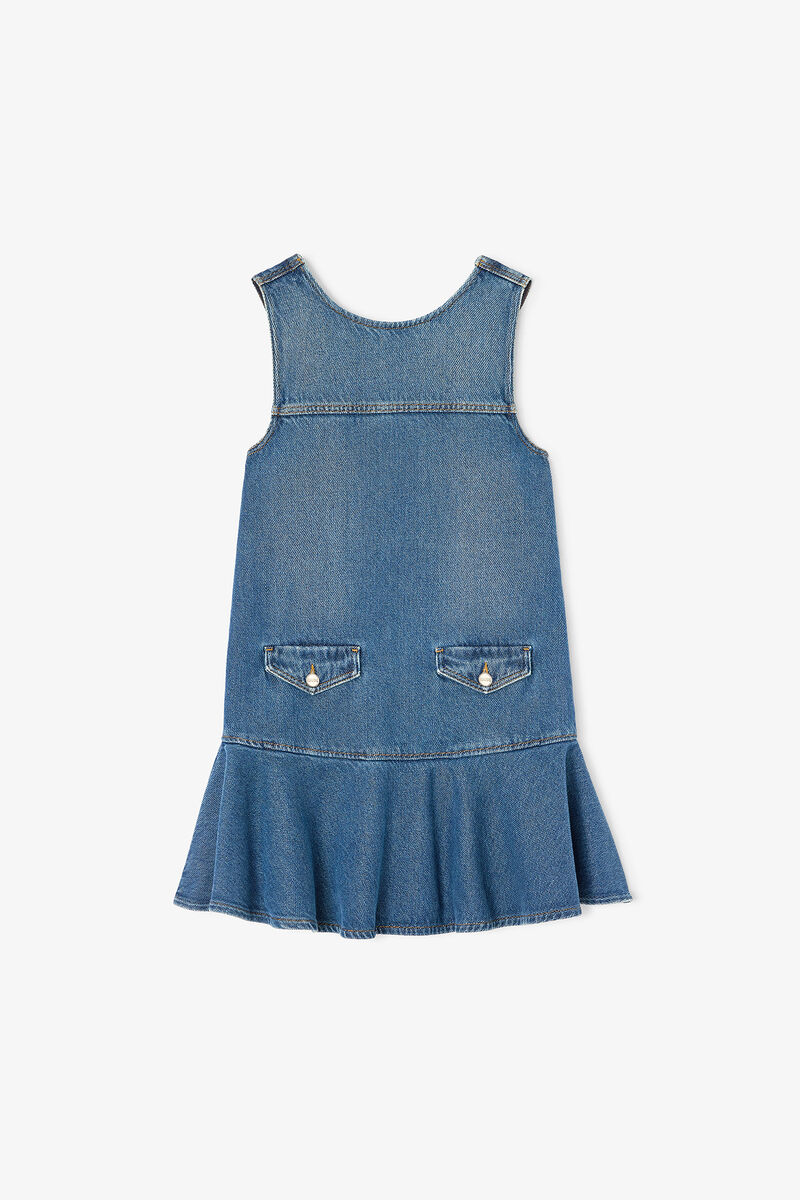 Minikjole i let denim, Organic Cotton, in colour Dark Blue Vintage - 1 - GANNI
