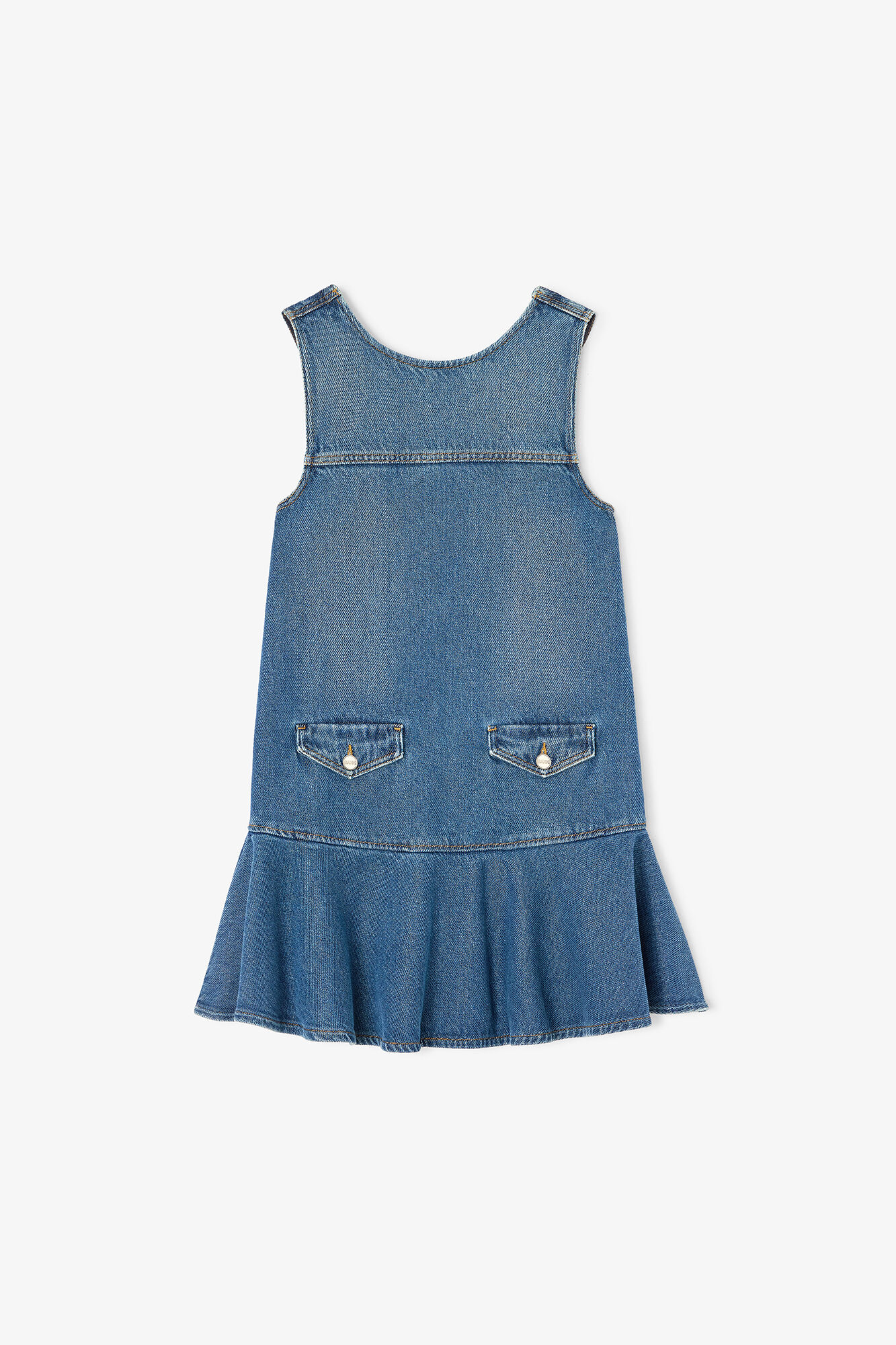 Minikjole i let denim, Organic Cotton, in colour Dark Blue Vintage - 1 - GANNI