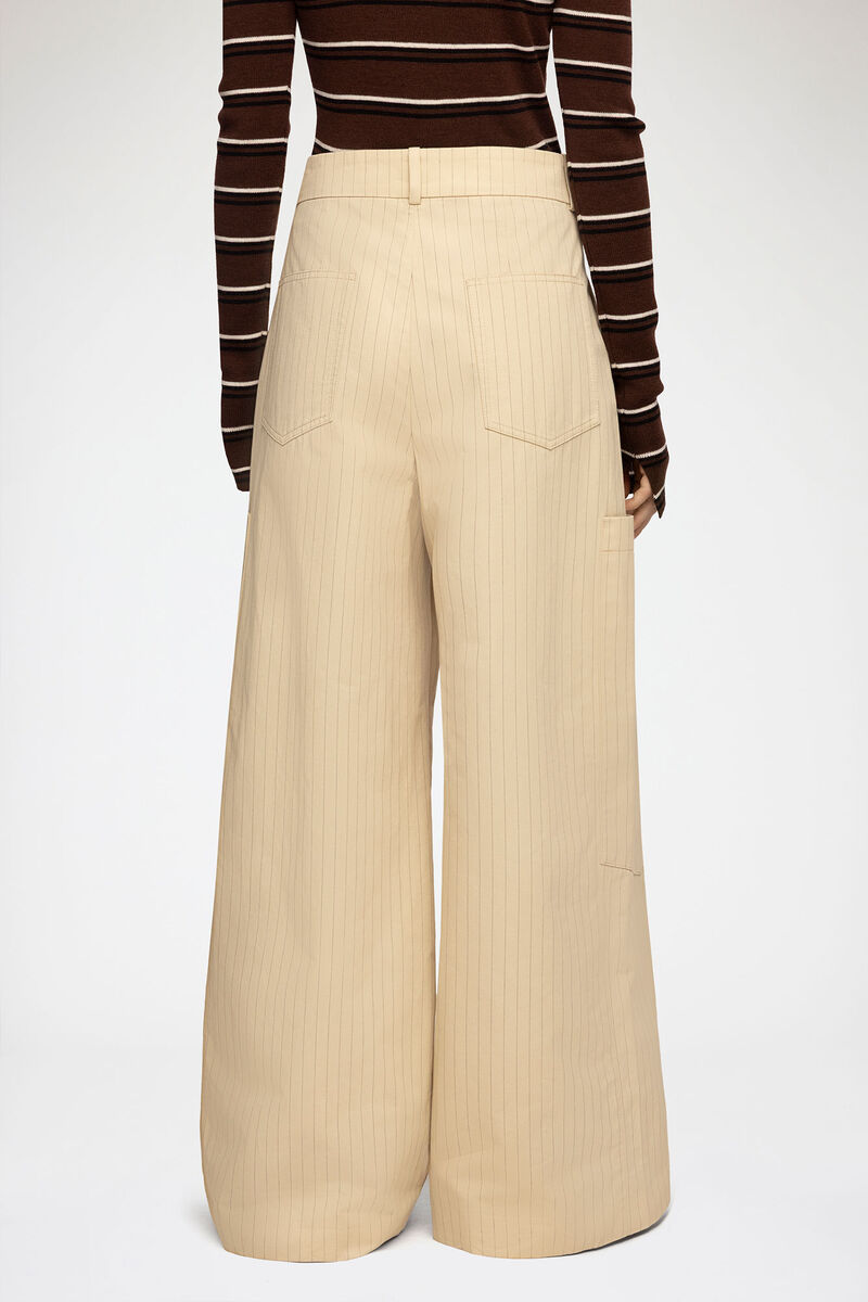 Trousers in Beige Suiting, Organic Cotton, in colour Summer Sand - 3 - GANNI