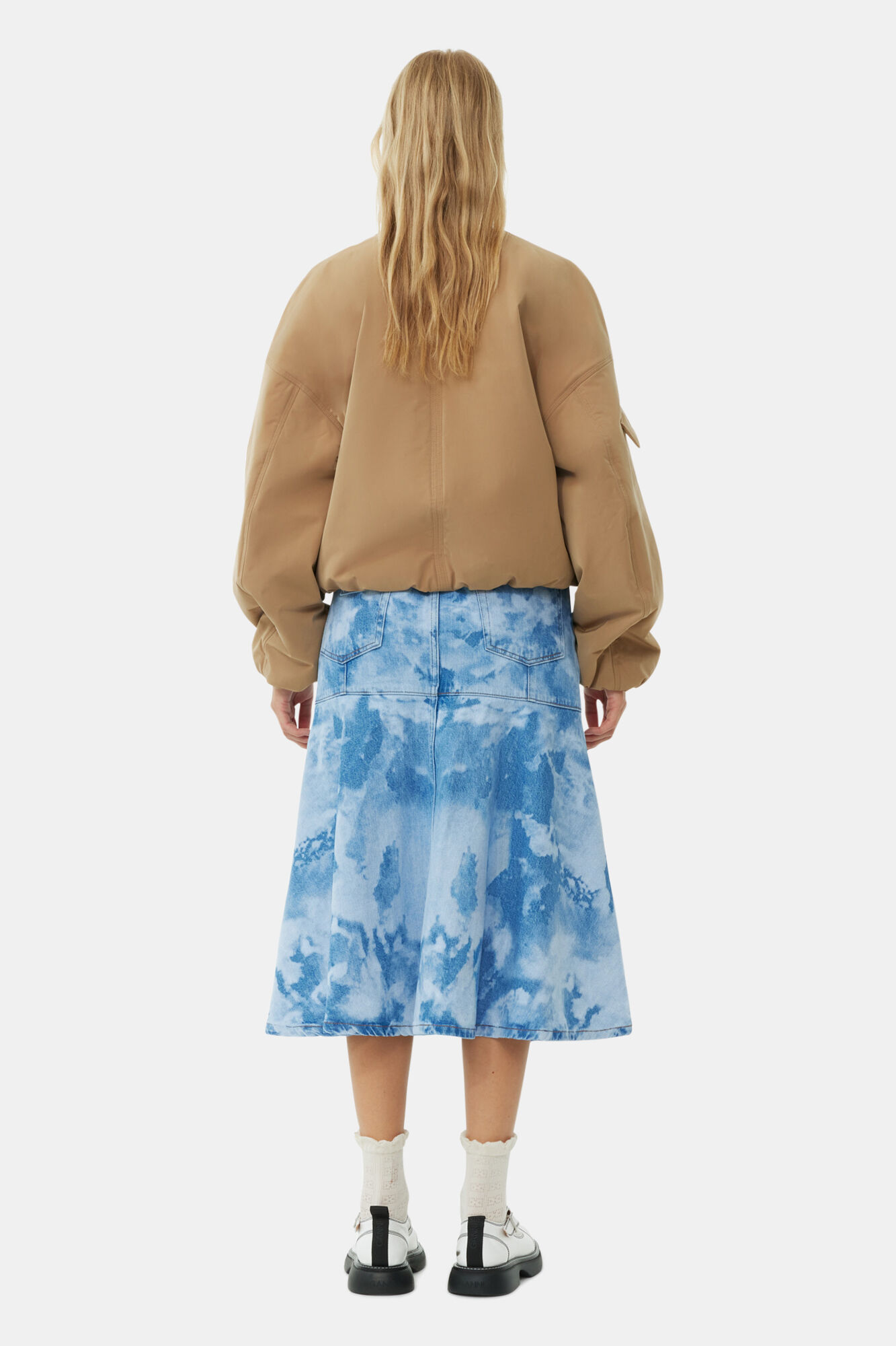 Brown Light Twill Oversized Short Bomberjakke, Recycled Polyester, in colour Tiger's Eye - 4 - GANNI