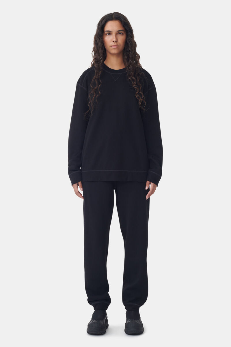 Schwarze Isoli-Hose mit Bündchen, Cotton, in colour Black - 1 - GANNI