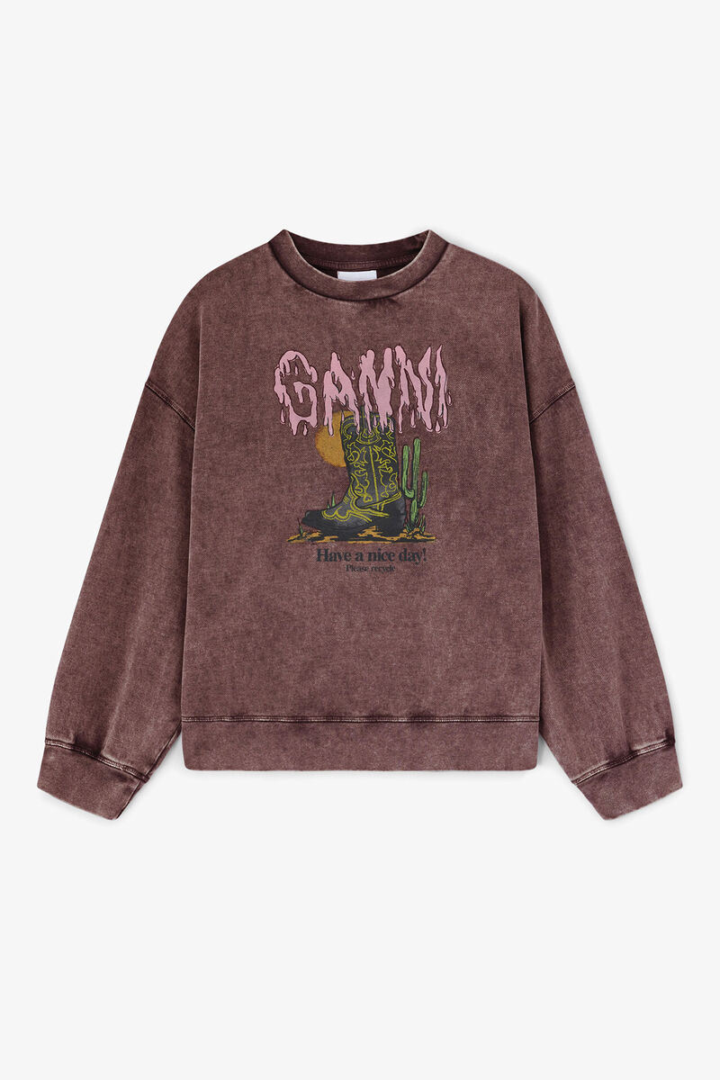 Vintage Wash Sweatshirt, in colour Chocolate Plum - 1 - GANNI