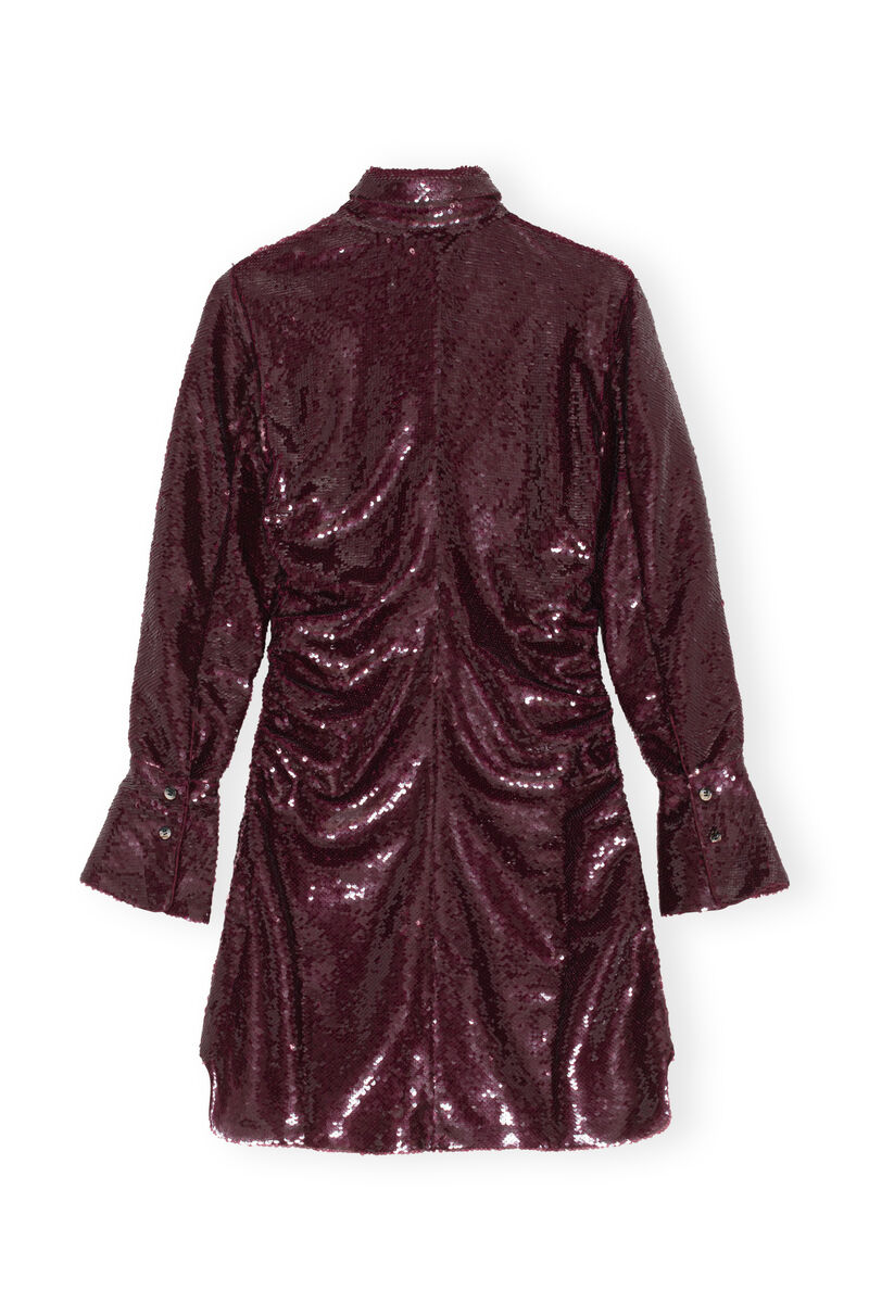 Robe-chemise courte à sequins, Recycled Polyester, in colour Port Royale - 2 - GANNI