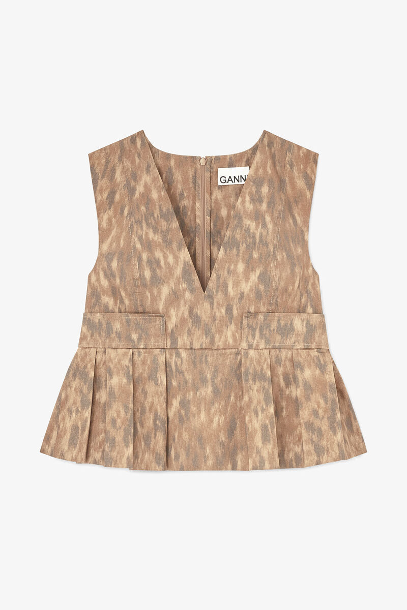 Top in Printed Cotton, Organic Cotton, in colour Burro - 1 - GANNI