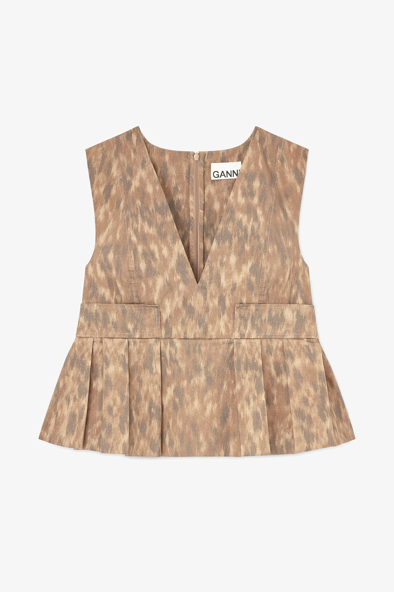 Top in Printed Cotton, Organic Cotton, in colour Burro - 1 - GANNI