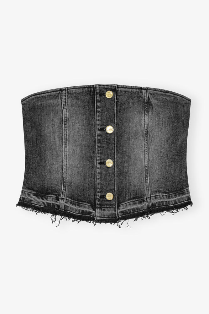 Washed Black Denim topp, Washed Black/Black