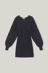 Melange Knit V-neck panel Mini Dress, Elastane, in colour Dark Navy - 1 - GANNI