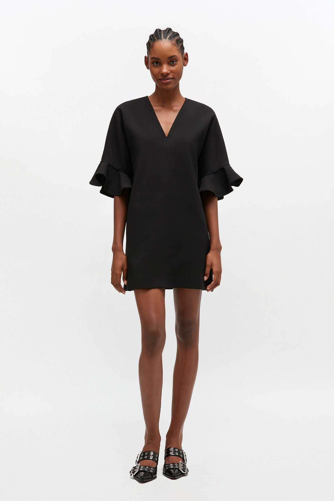 Schwarzes Mini-R&uuml;schenkleid, Recycled Polyester, in colour Black - 1 - GANNI