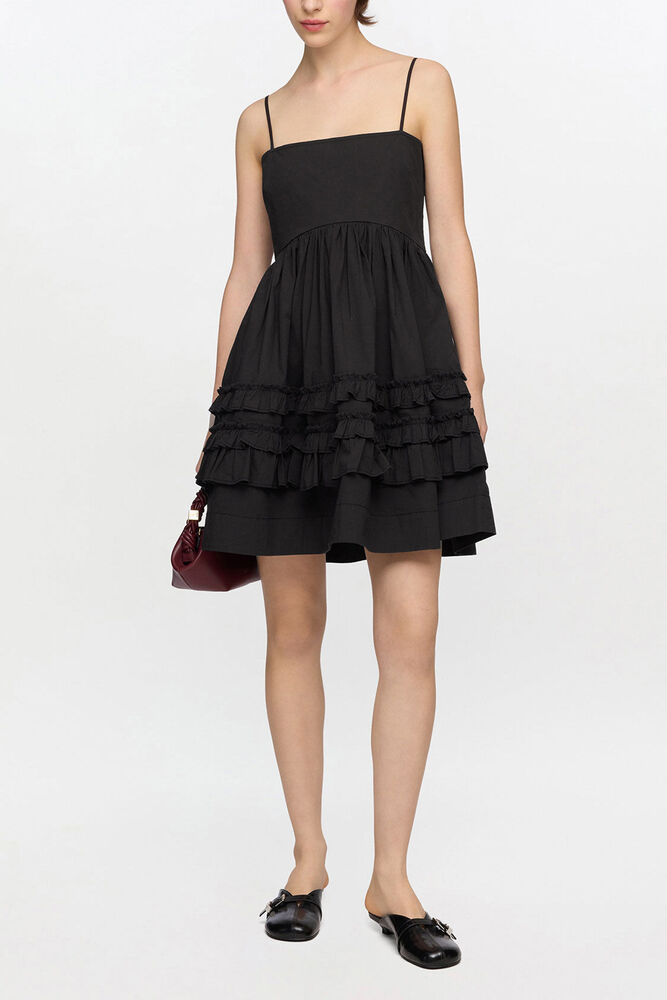 Black Mini Frill Dress, Black