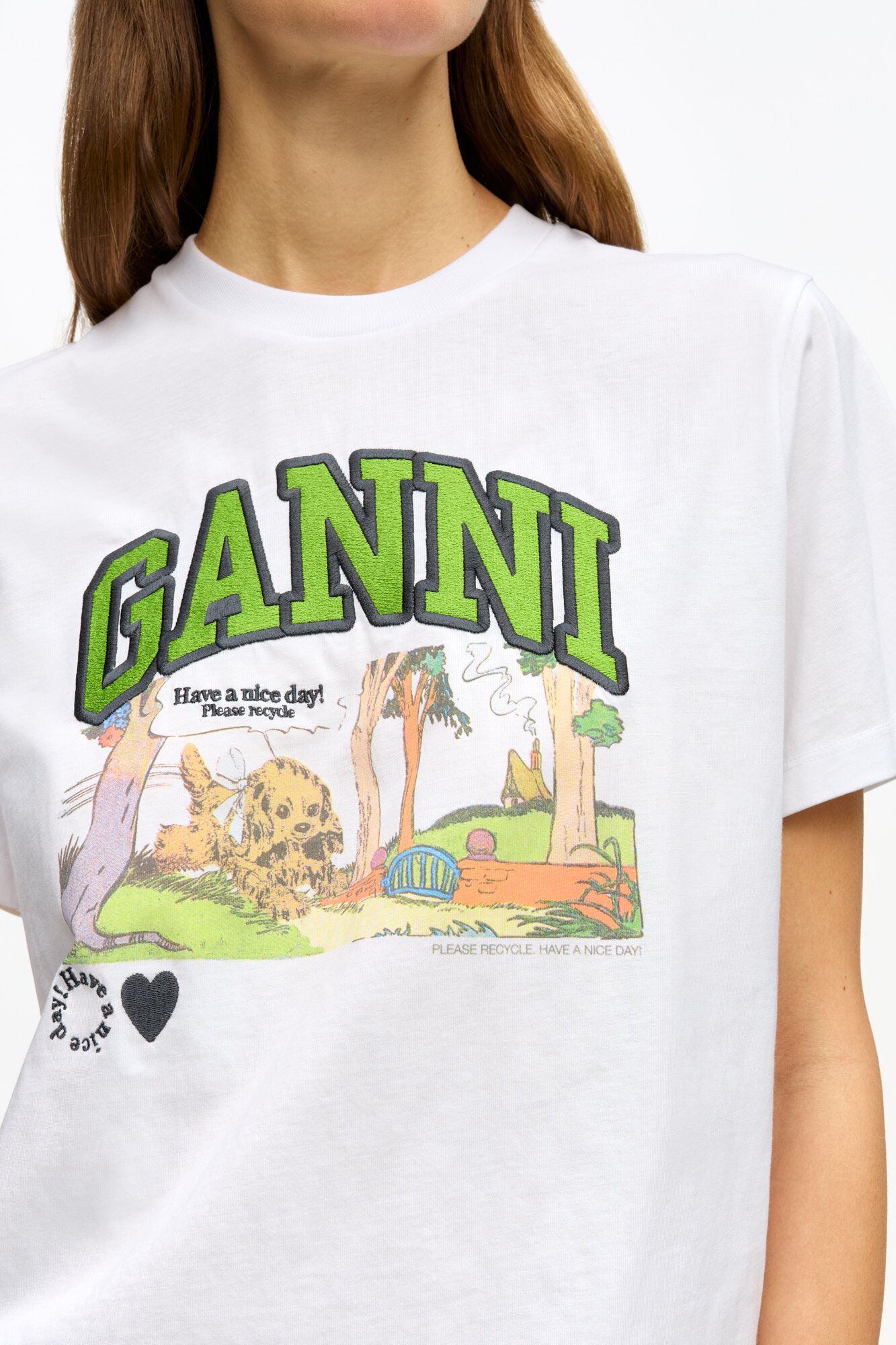 White Basic Jersey Poppy Relaxed T-shirt, Organic Cotton, in colour Bright White - 4 - GANNI