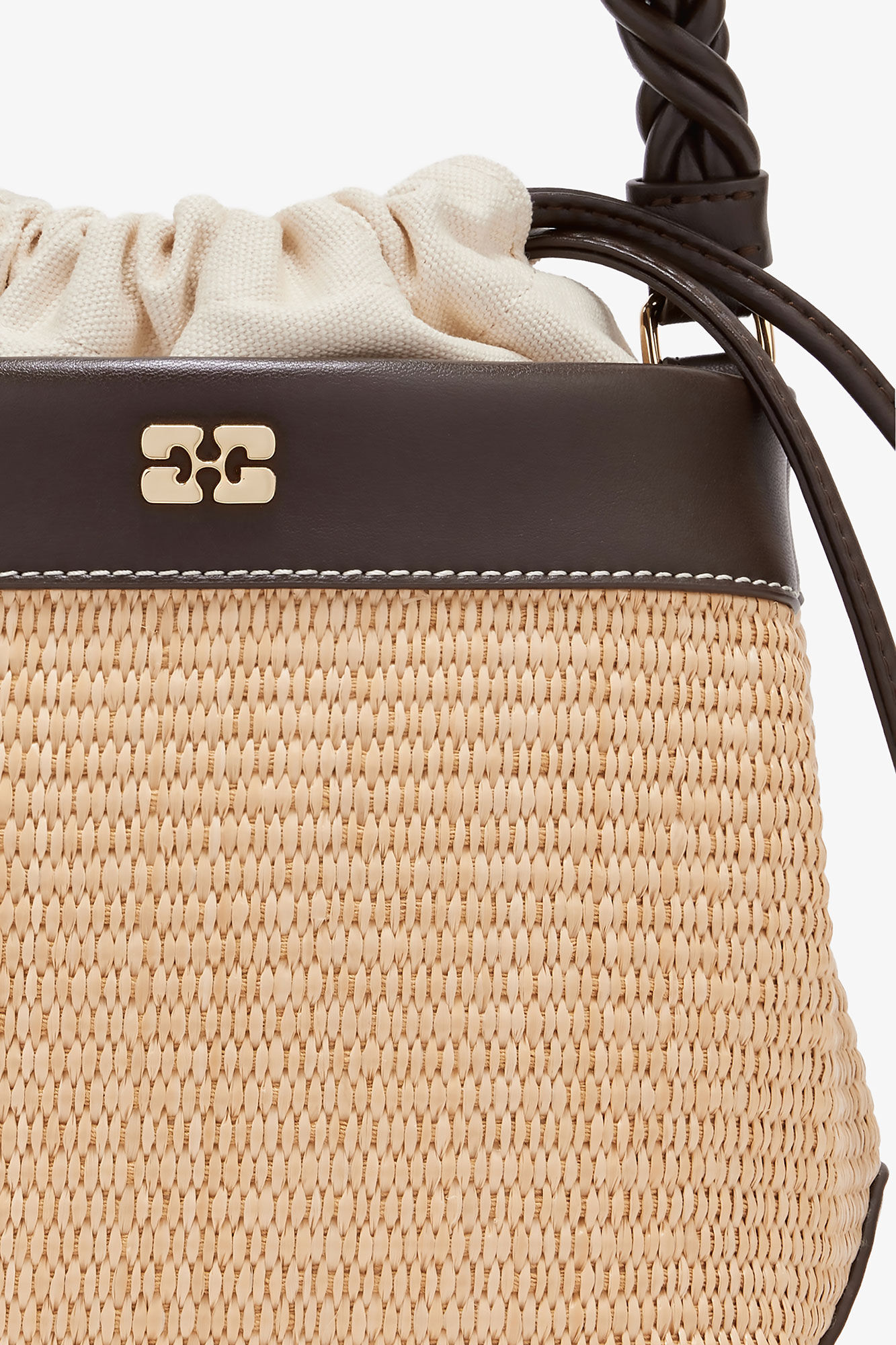 Brown GANNI Bou Bucket Bag, Polyester, in colour Seal Brown - 3 - GANNI