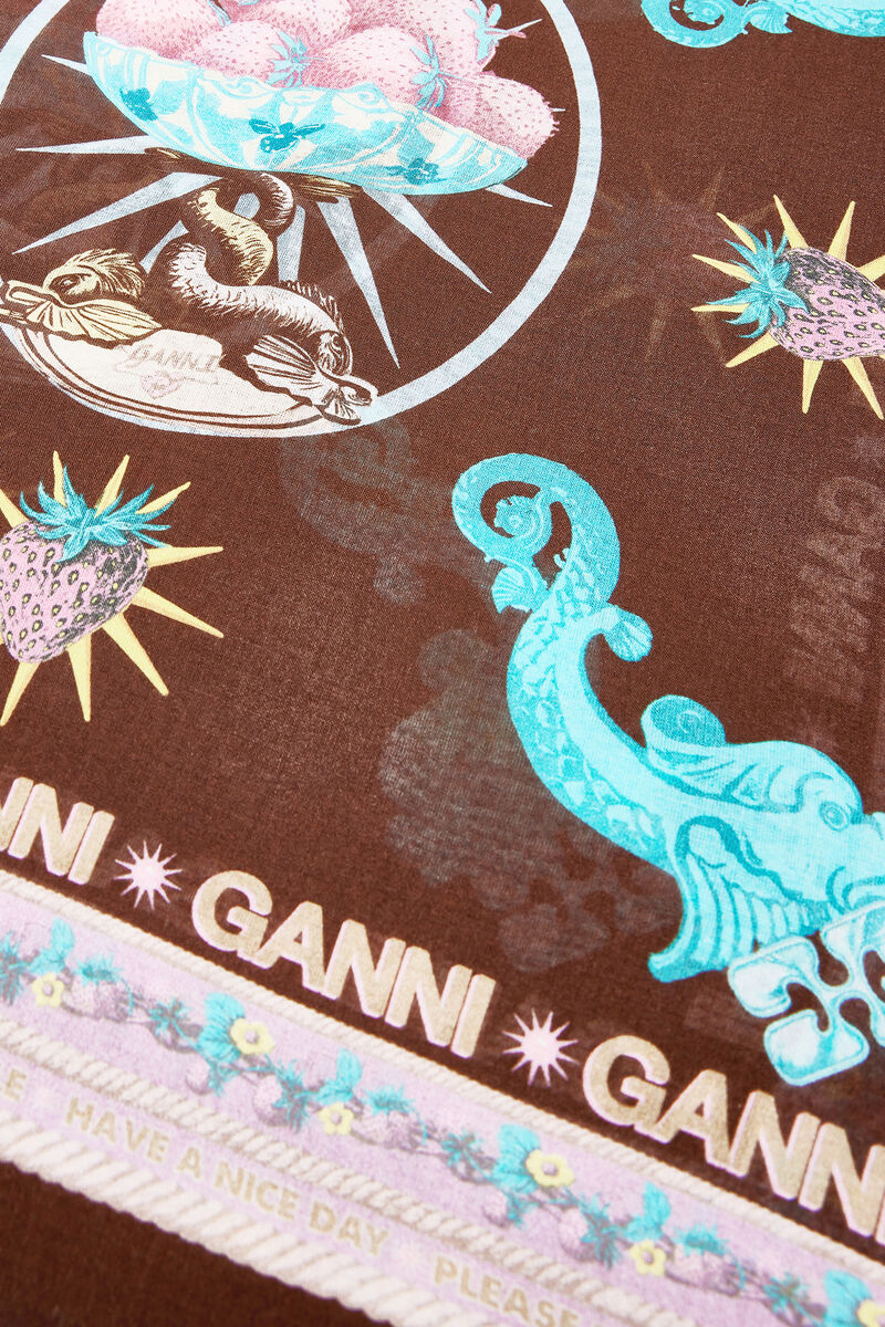 プリンテッドコットン パレオ スカーフ, Organic Cotton, in colour Multicolour - 2 - GANNI
