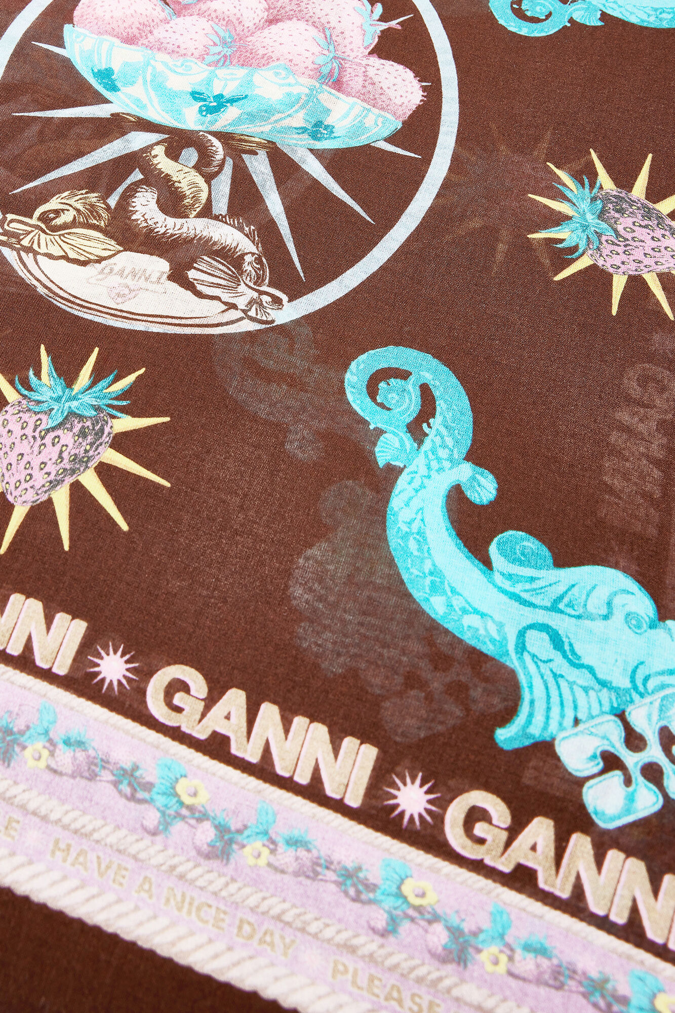 プリンテッドコットン パレオ スカーフ, Organic Cotton, in colour Multicolour - 2 - GANNI