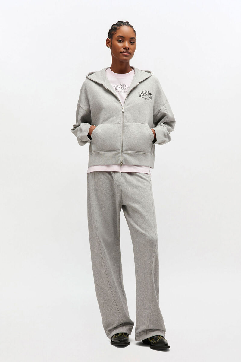 Essential Zip Hoodie, in colour Paloma - 2 - GANNI