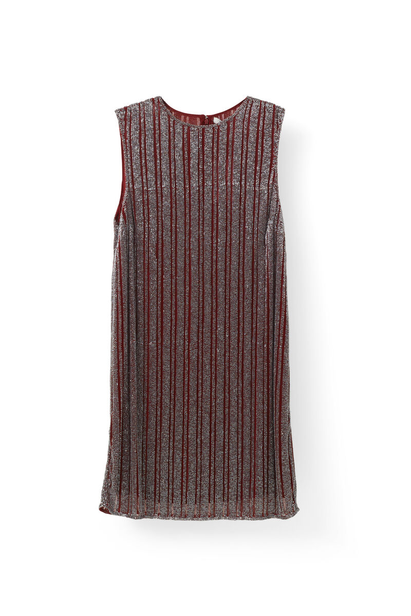Humphrey Beads Dress, in colour Cabernet Stripe - 1 - GANNI