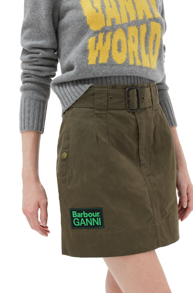 GANNI X Barbour Skirt, in colour Dark Green - 3 - GANNI