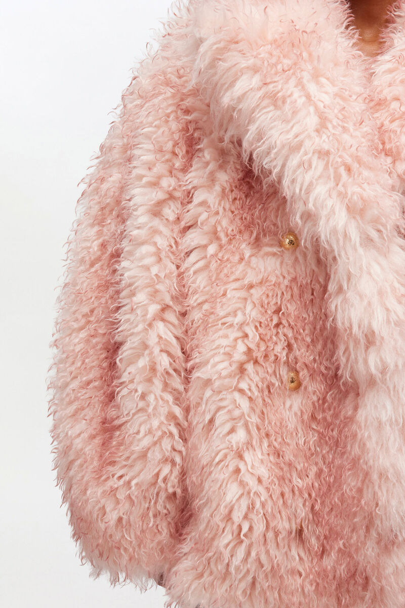Manteau en fourrure alternative rose, Recycled Polyester, in colour Mary's Rose - 3 - GANNI