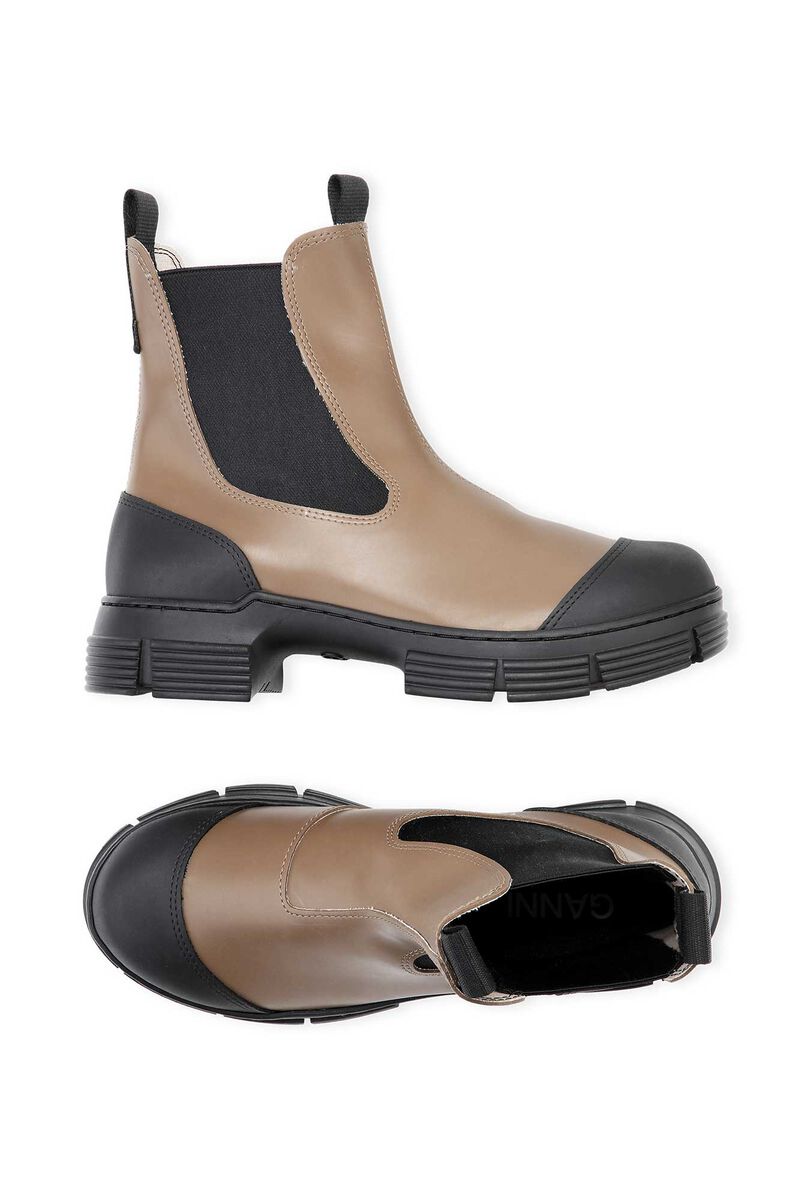 Recycled Rubber Chelsea Boots, in colour Fossil - 2 - GANNI