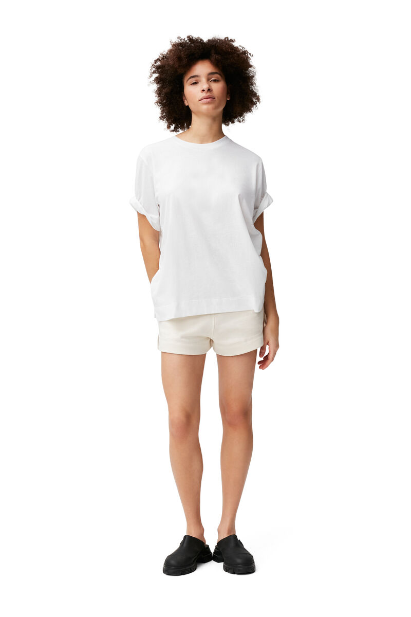 Shorts med snøring, Cotton, in colour Egret - 1 - GANNI