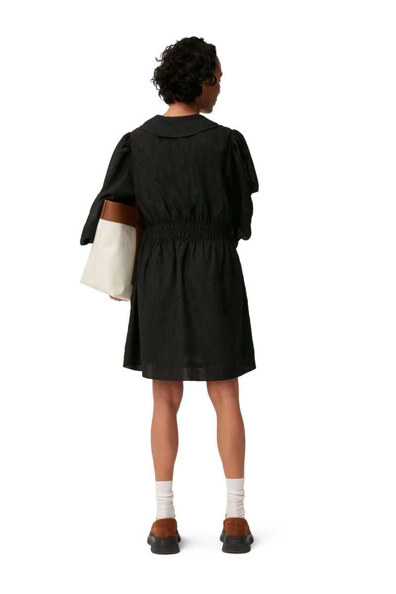 Crinkled Georgette Mini Dress, Recycled Polyester, in colour Black - 2 - GANNI
