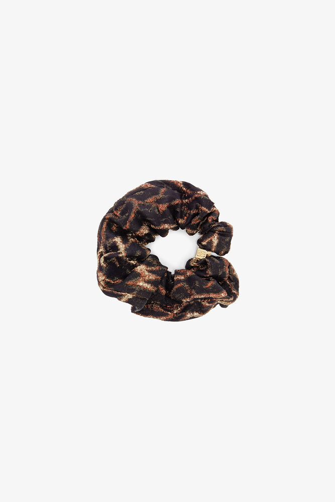Metallic Printed Scrunchie, Khaki