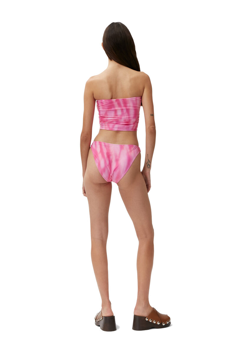Bandeau Bikini Top, Elastane, in colour Dreamy Daze Phlox Pink - 3 - GANNI