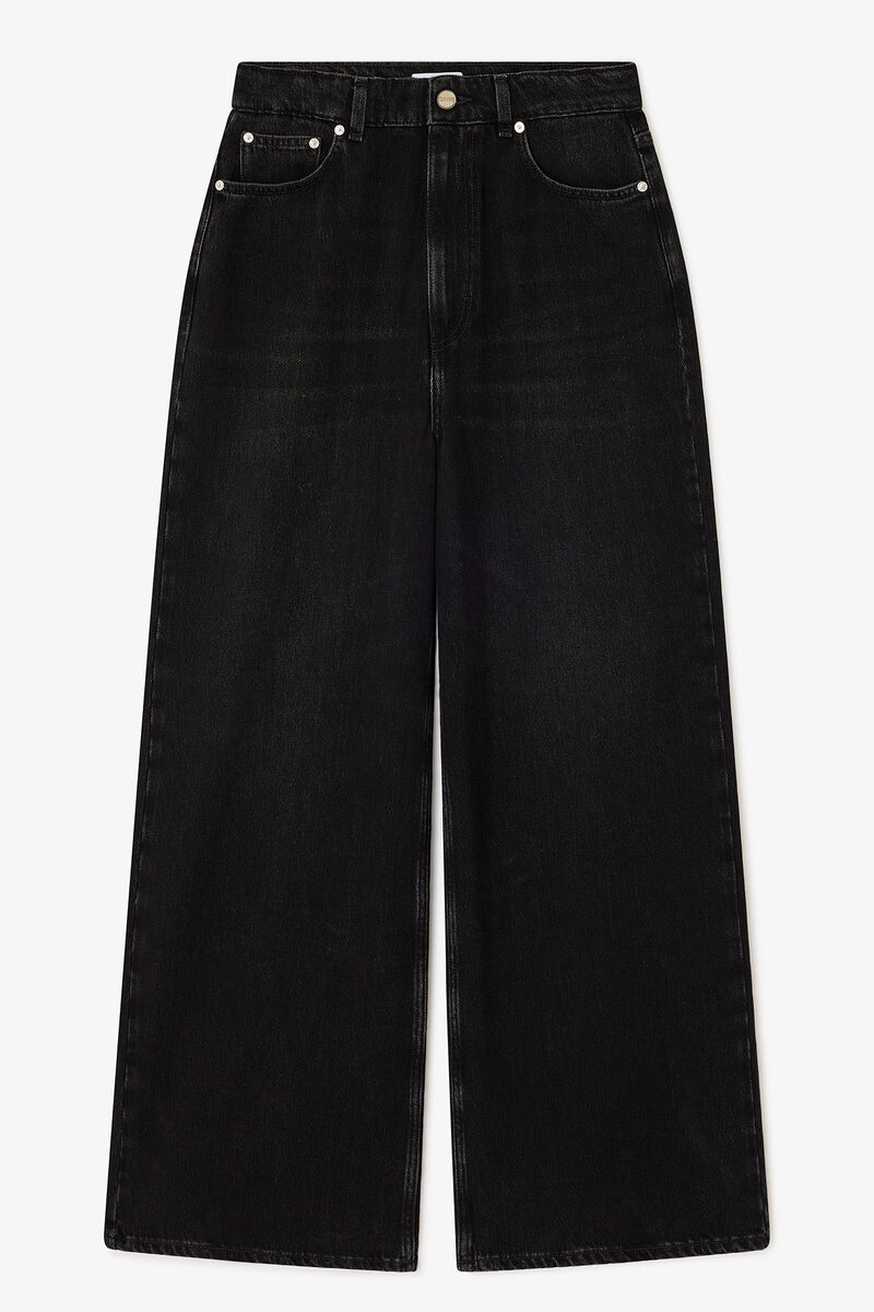 Black Washed Baggy Jeans, Lyocell, in colour Black Washed - 1 - GANNI