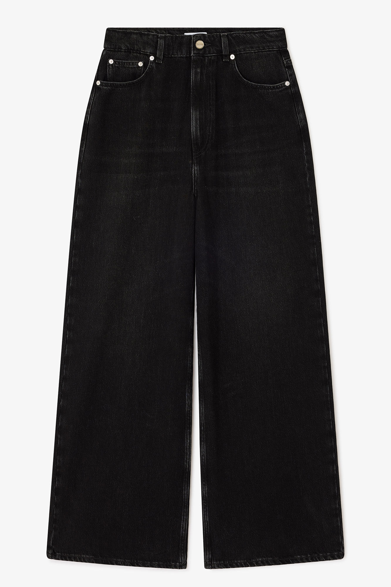 Black Washed Baggy Jeans, Lyocell, in colour Black Washed - 1 - GANNI