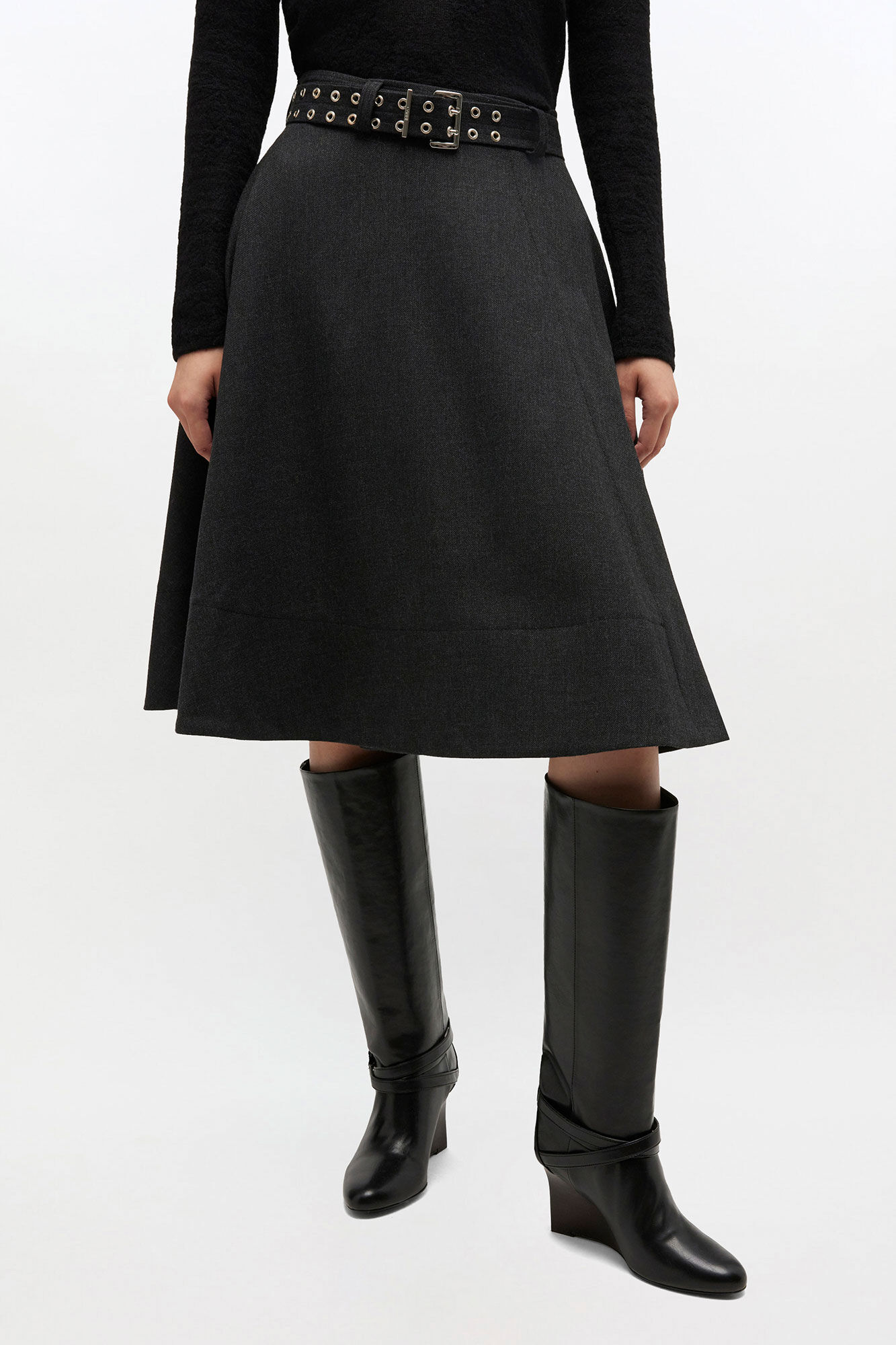 Wool Suiting Wrap Skirt, in colour Phantom - 2 - GANNI