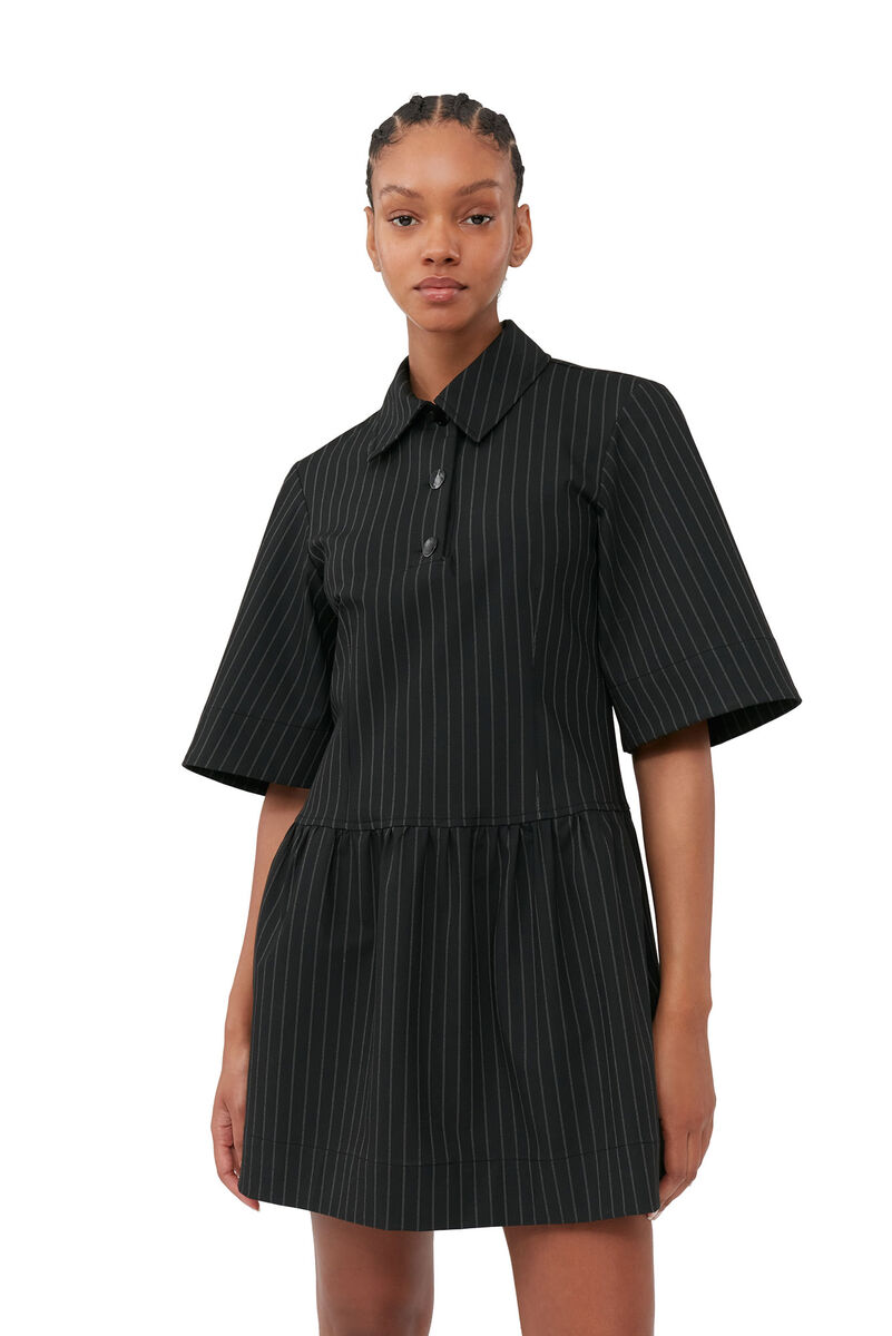 Randig miniklänning, Elastane, in colour Black - 4 - GANNI