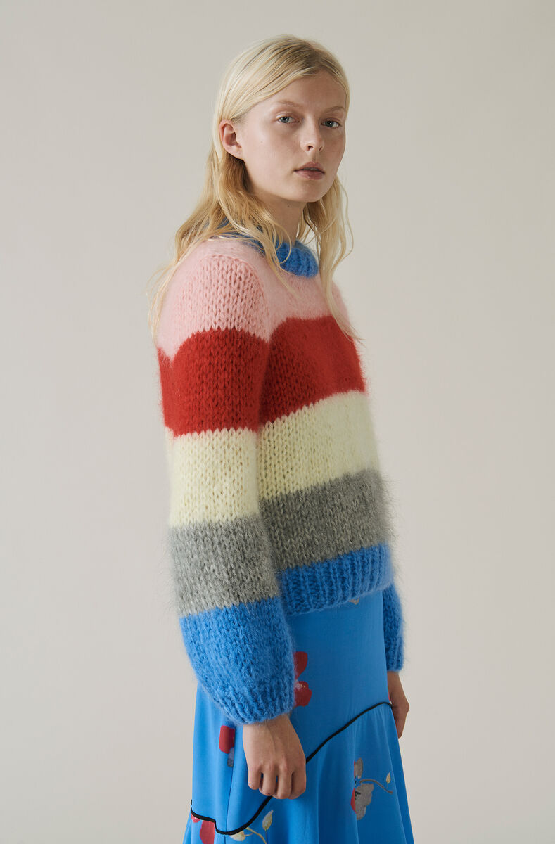 Hand Knit Wool Pullover, Mohair, in colour Block Colour - 1 - GANNI